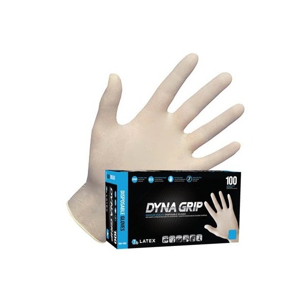 Sas Safety Dyna Grip, Disposable Gloves, 7 mil Palm, Latex, Powder-Free, S, White SA650-1001 - main